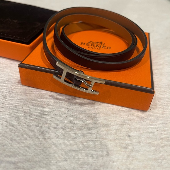 Hermes Black and Silver Double Wrap Bracelet - Picture 3 of 5